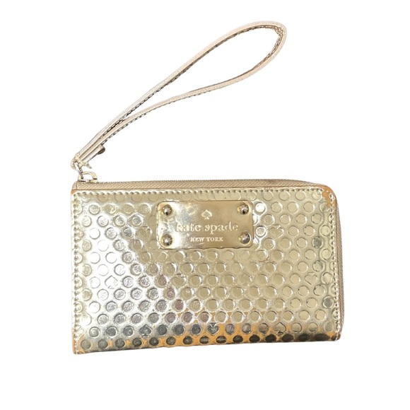 Kate Spade Gold Textured Wristlet - Picture 1 of 9